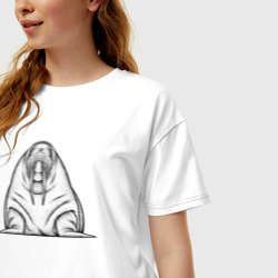 Женская футболка хлопок Oversize Морж анфас - фото 2