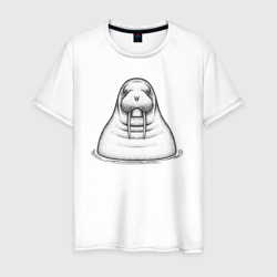 Морж в воде – Мужская футболка хлопок с принтом купить со скидкой в -20%