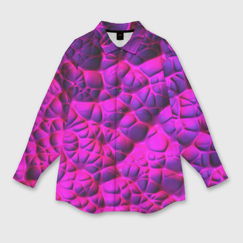 Женская рубашка oversize 3D с принтом Объемная розовая  текстура, вид спереди #2