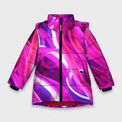 Зимняя куртка для девочек 3D Розовая плавная абстракция