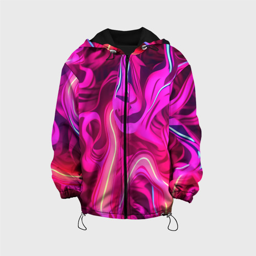 Детская куртка 3D Pink  neon abstract, цвет черный