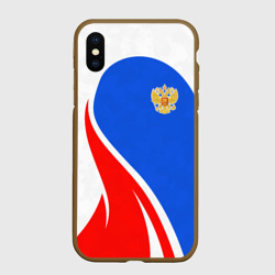 Чехол для iPhone XS Max матовый Герб РФ - white sport