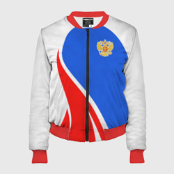 Женский бомбер 3D Герб РФ - white sport
