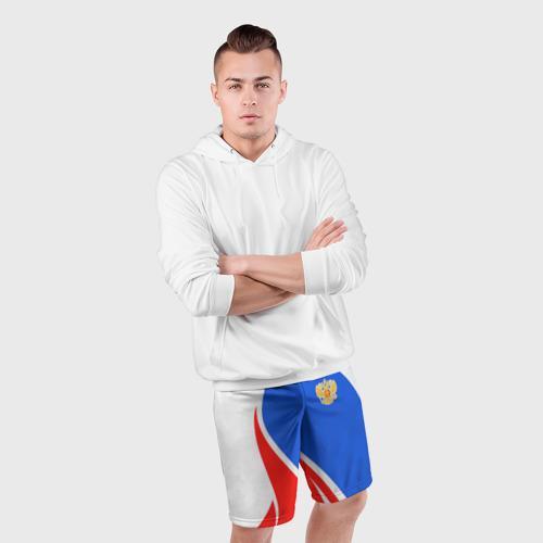 Мужские шорты спортивные с принтом Герб РФ - white sport, фото #4