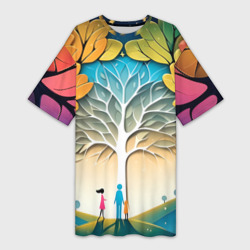 Платье-футболка 3D Семейное дерево - нейросеть 