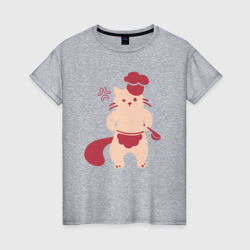 Сердитый кот повар – Женская футболка хлопок с принтом купить со скидкой в -20%