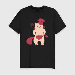 Мужская футболка хлопок Slim Сердитый кот повар