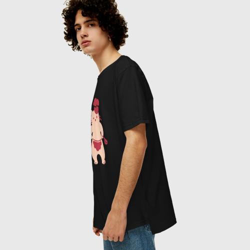 Мужская футболка хлопок Oversize с принтом Сердитый кот повар, вид сбоку #3