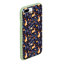 Чехол для iPhone 7Plus/8 Plus матовый Оранжевые зайчики в траве на синем фоне - фото 2