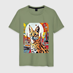 Дикая кошка сервал – Мужская футболка хлопок с принтом купить со скидкой в -20%