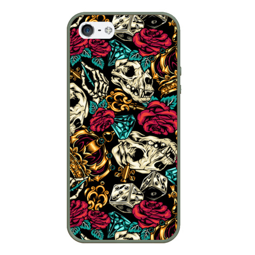 Чехол для iPhone 5/5S матовый A pattern for a hipster, цвет темно-зеленый