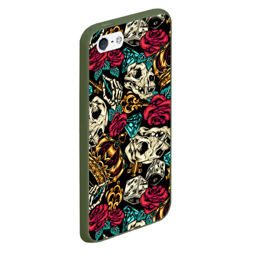 Чехол для iPhone 5/5S матовый A pattern for a hipster, цвет темно-зеленый - фото 3