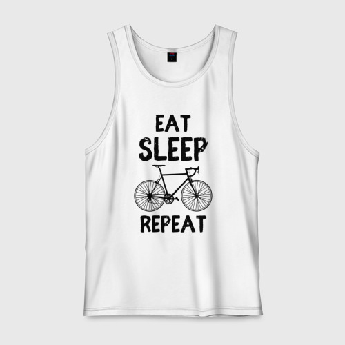 Мужская майка хлопок Eat sleep bike repeat, цвет белый