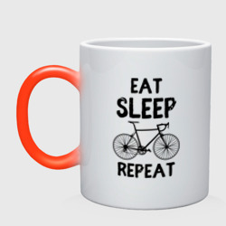 Кружка хамелеон Eat sleep bike repeat