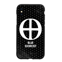 Чехол для iPhone XS Max матовый Blue Exorcist glitch на темном фоне