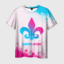 Мужская футболка 3D Saints Row neon gradient style