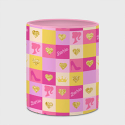 Кружка с полной запечаткой Барби: желтые и розовые квадраты паттерн - фото 2