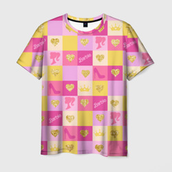 Мужская футболка 3D Барби: желтые и розовые квадраты паттерн