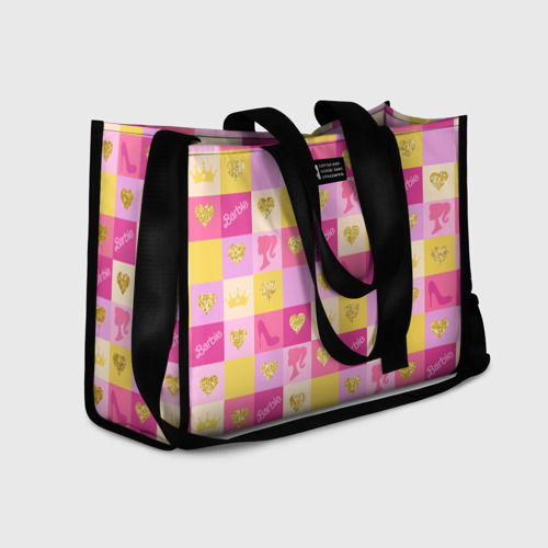 Сумка-шоппер 3D с принтом Барби: желтые и розовые квадраты паттерн, фото #4