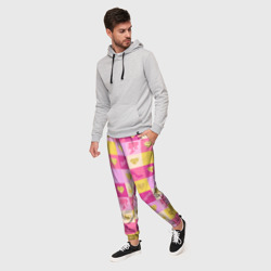 Мужские брюки 3D Барби: желтые и розовые квадраты паттерн - фото 2