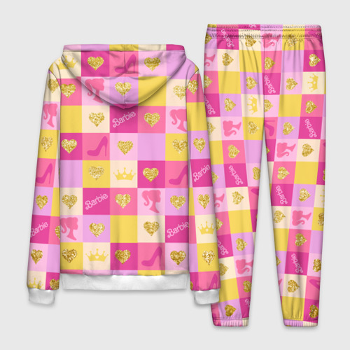 Мужской 3D костюм с принтом Барби: желтые и розовые квадраты паттерн, вид сзади #1