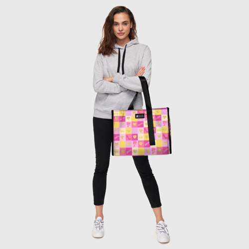 Сумка-шоппер 3D с принтом Барби: желтые и розовые квадраты паттерн, фото #5