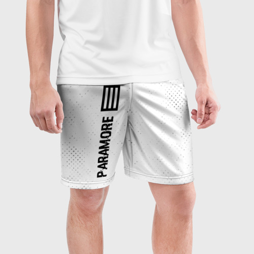 Мужские шорты спортивные Paramore glitch на светлом фоне: по-вертикали, цвет 3D печать - фото 3