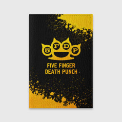 Обложка для паспорта матовая кожа Five Finger Death Punch - gold gradient