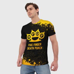 Мужская футболка 3D Five Finger Death Punch - gold gradient - фото 2