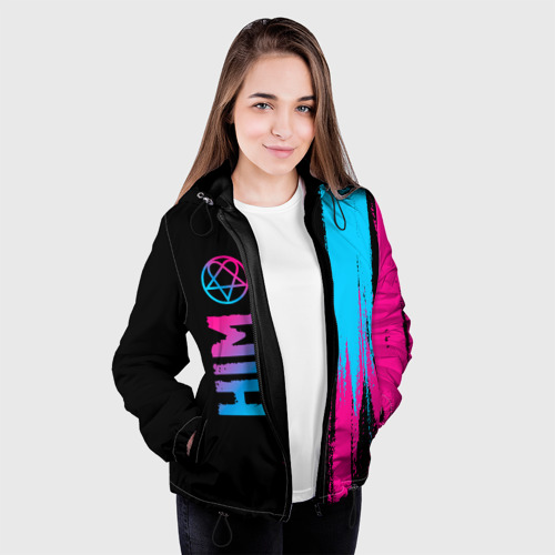 Женская куртка 3D HIM - neon gradient: по-вертикали, цвет черный - фото 4
