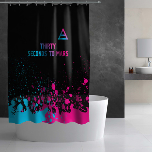 Штора 3D для ванной Thirty Seconds to Mars - neon gradient: символ сверху - фото 2