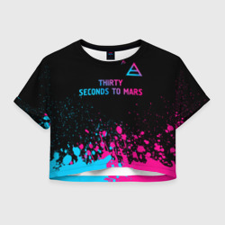 Женская футболка Crop-top 3D Thirty Seconds to Mars - neon gradient: символ сверху