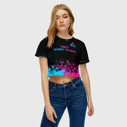 Женская футболка Crop-top 3D Thirty Seconds to Mars - neon gradient: символ сверху - фото 2