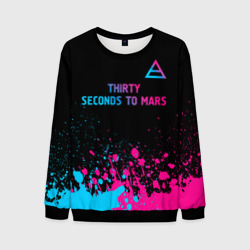 Мужской свитшот 3D Thirty Seconds to Mars - neon gradient: символ сверху