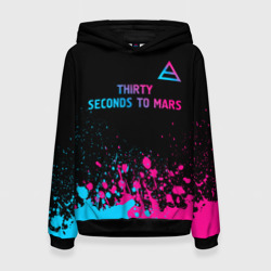 Женская толстовка 3D Thirty Seconds to Mars - neon gradient: символ сверху