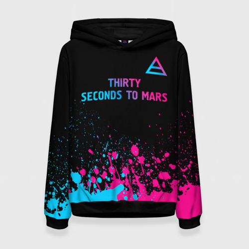 Женская толстовка 3D Thirty Seconds to Mars - neon gradient: символ сверху, цвет 3D печать