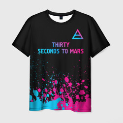 Мужская футболка 3D Thirty Seconds to Mars - neon gradient: символ сверху