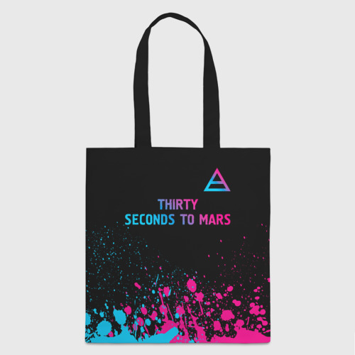 Шоппер 3D с принтом Thirty Seconds to Mars - neon gradient: символ сверху, вид спереди #2