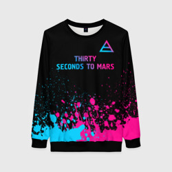 Женский свитшот 3D Thirty Seconds to Mars - neon gradient: символ сверху