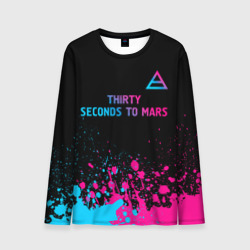 Мужской лонгслив 3D Thirty Seconds to Mars - neon gradient: символ сверху