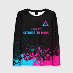 Женский лонгслив 3D Thirty Seconds to Mars - neon gradient: символ сверху