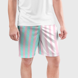 Мужские шорты спортивные Полоска Барби и Кена - сплит: нежно-мытный и розовый - фото 2