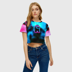 Женская футболка Crop-top 3D амонг ас киберпанк - фото 2