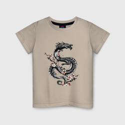 Детская футболка хлопок Дракон с цветущей сакурой