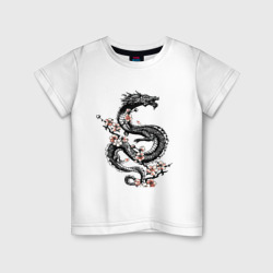 Детская футболка хлопок Дракон с цветущей сакурой