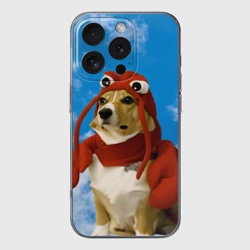 Чехол для iPhone 16 Pro Max силиконовый с защитой камеры Забавная собака лобстер мем