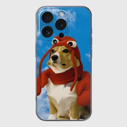 Чехол для iPhone 16 Pro силиконовый с защитой камеры Забавная собака лобстер мем
