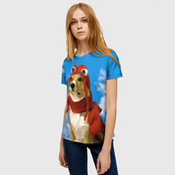 Женская футболка 3D Забавная собака лобстер мем - фото 2