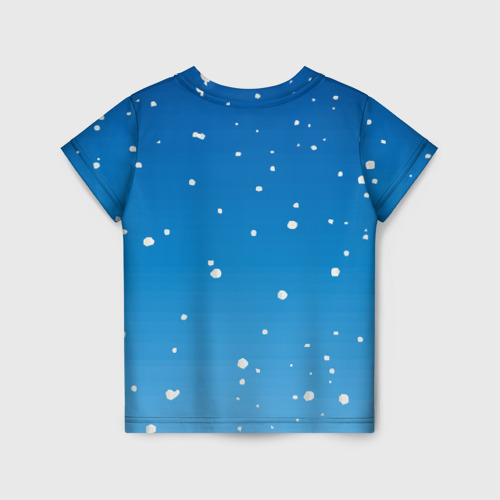 Детская футболка 3D с принтом Рождественский свитер с лисой, вид сзади #1