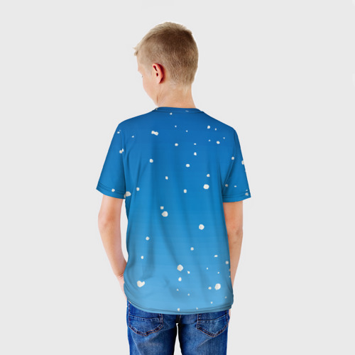 Детская футболка 3D с принтом Рождественский свитер с лисой, вид сзади #2